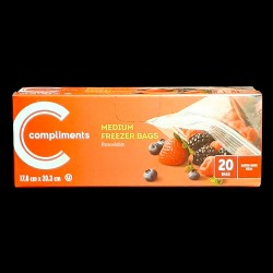 Compliments Medium Resealable Freezer Bags (20 Count)