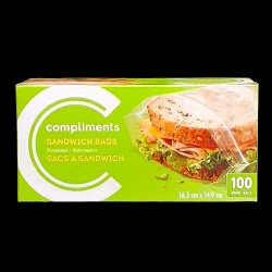 Compliments Resealable Sandwich Bags (100 Count)