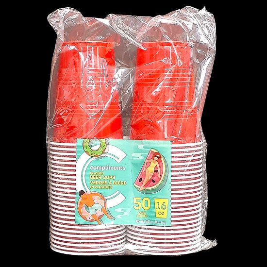 Compliments Plastic Beer Cups (50 Count)