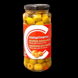 Compliments Stuffed Manzanilla Olives with Pimento Paste (375ml)