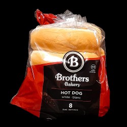 Brother's Bakery White Hot Dog Buns (8 Buns)