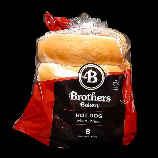 Brother's Bakery White Hot Dog Buns (8 Buns)