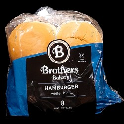 Brother's Bakery White Hamburger Buns (8 Buns)