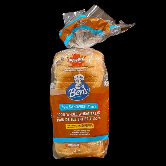 Ben's Thin Sandwich Whole Wheat Bread (675g)