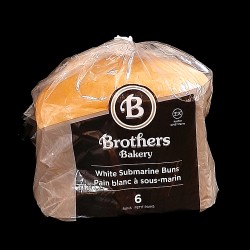 Brother's Bakery White Submarine Buns (6 Pack)